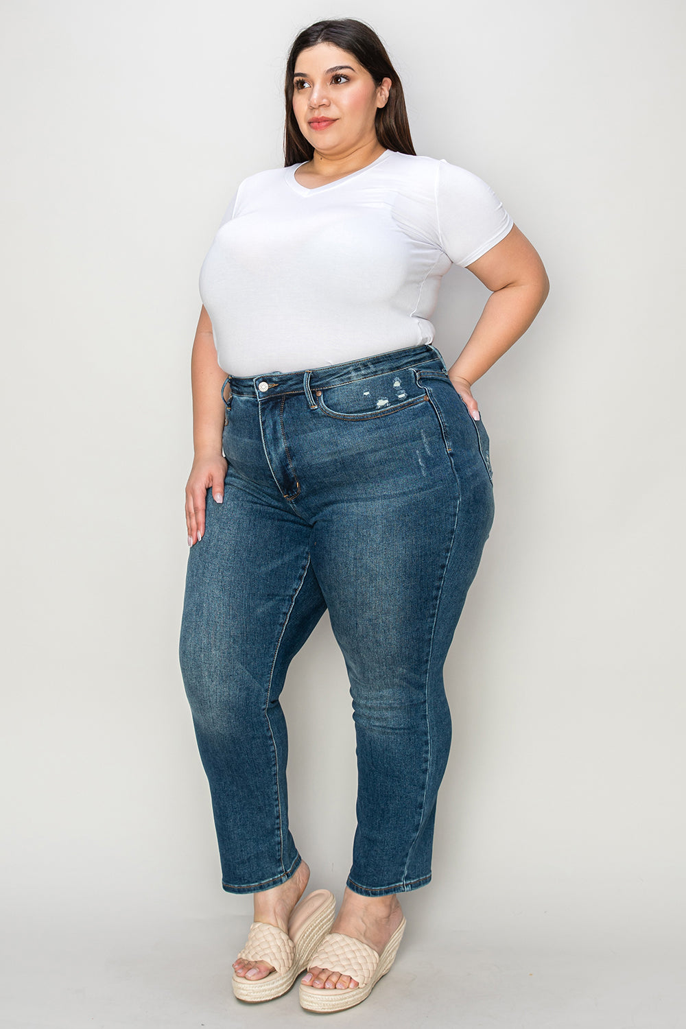 Judy Blue Full Size Tummy Control High Waist Slim Jeans - Sydney So Sweet