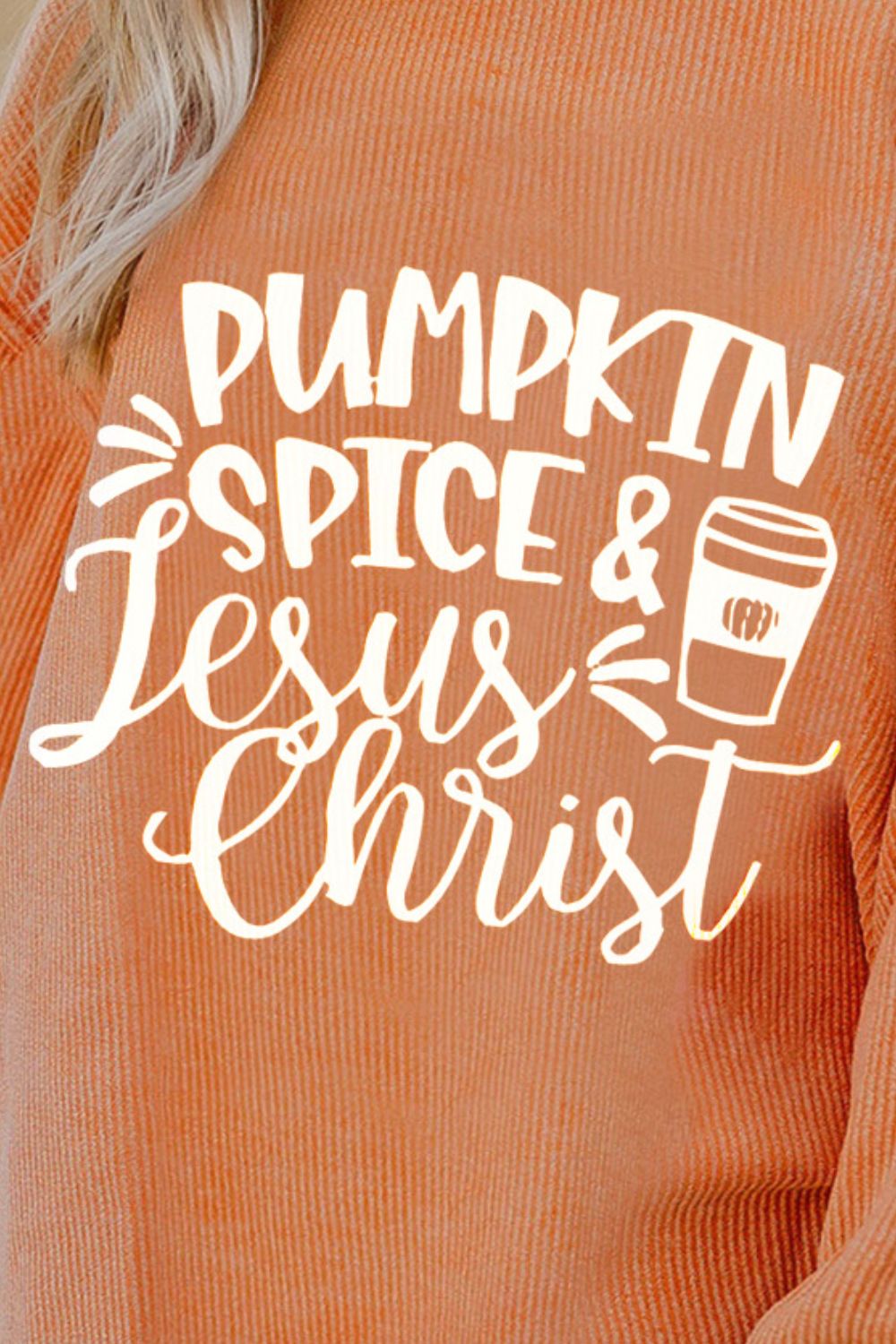 Pumpkin Spice & Jesus Christ Women's Long Sleeve Oversize Sweatshirt - Sydney So Sweet