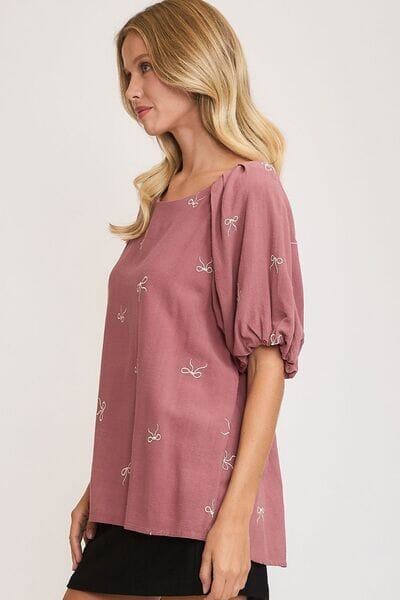Umgee Full Size Linen Blend Ribbon Embroidered Top Plus Size - Sydney So Sweet