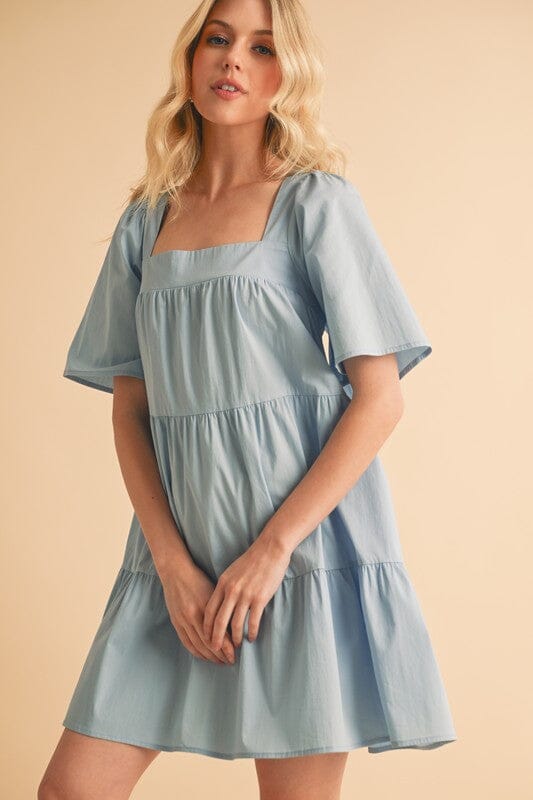 Aemi + Co Square Neck Half Sleeve Tiered Dress - Sydney So Sweet