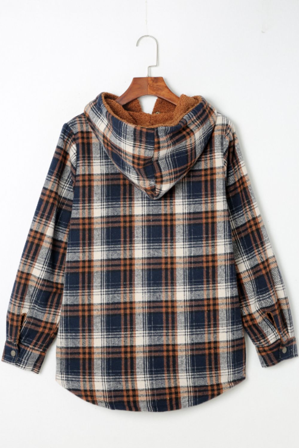 Plaid Button Up Long Sleeve Hooded Jacket - Sydney So Sweet