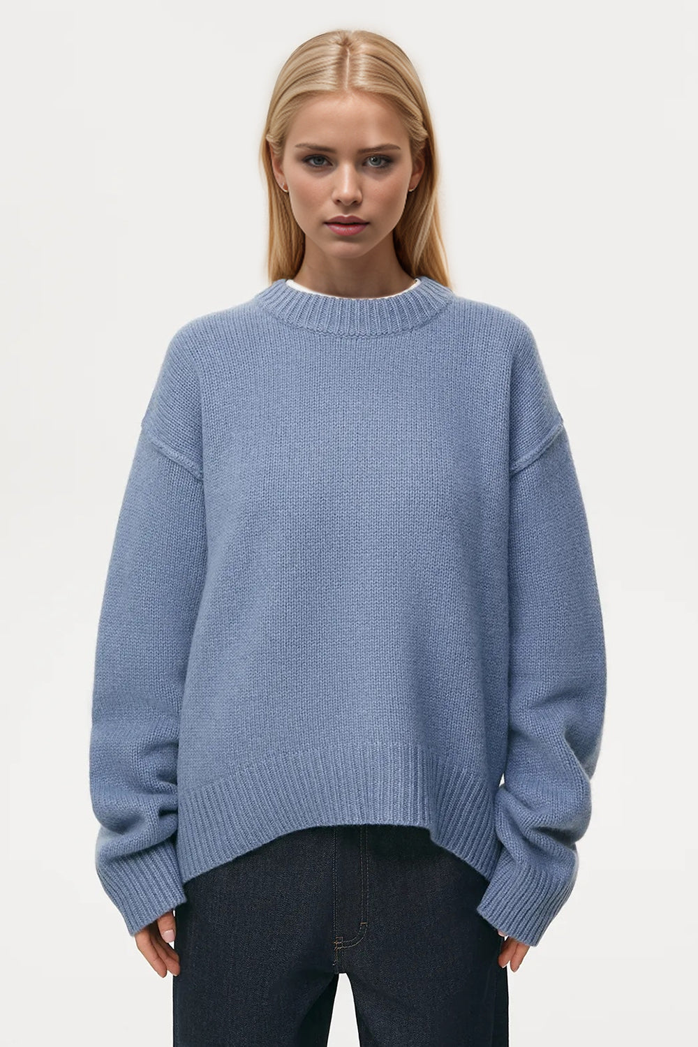 Basic Bae Round Neck Dropped Shoulder Sweater - Sydney So Sweet