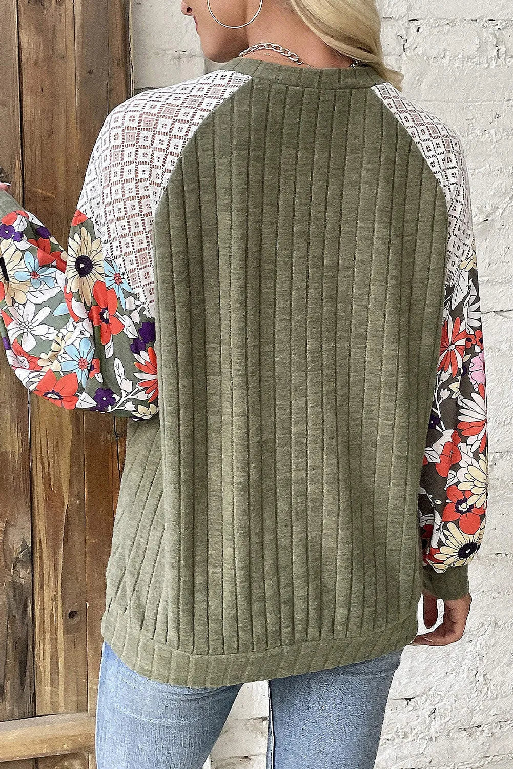 Printed Round Neck Long Sleeve Top - Sydney So Sweet