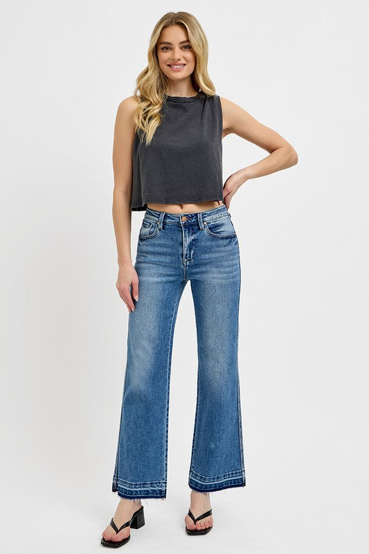 RISEN Full Size Raw Hem Ankle Bootcut Jeans Plus Size - Sydney So Sweet