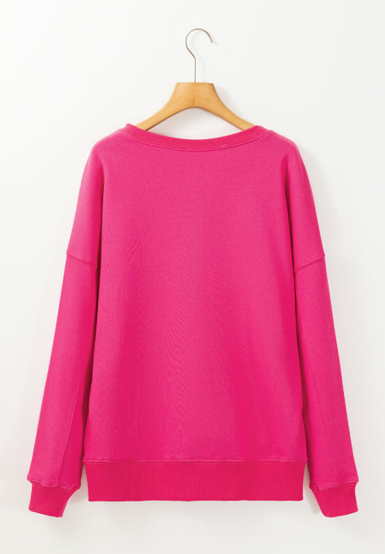 Solid Color Round Neck Long Sleeve Sweatshirt - Sydney So Sweet