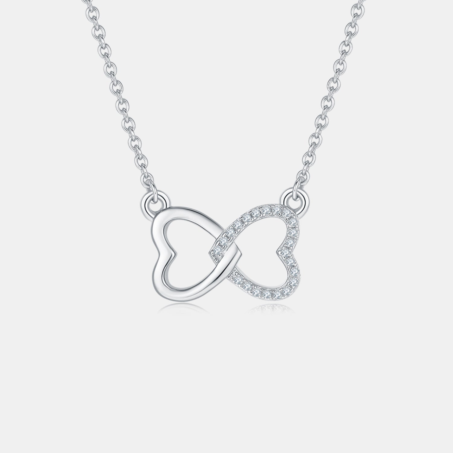 Moissanite 925 Sterling Silver Heart Bow Necklace - Sydney So Sweet