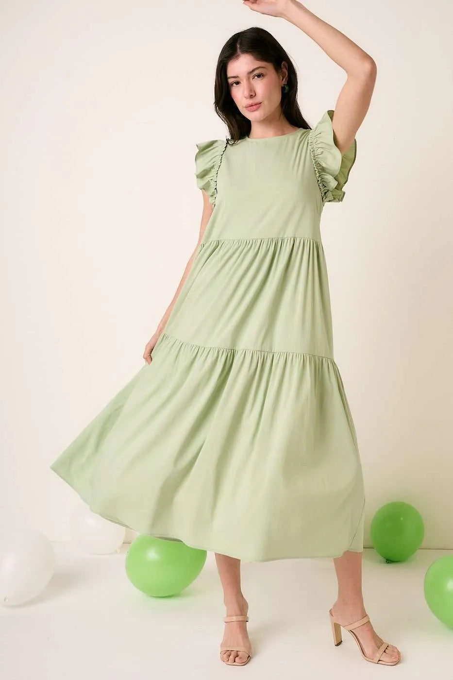 Mittoshop Ruffle Short Sleeve Tiered Maxi Dress - Sydney So Sweet