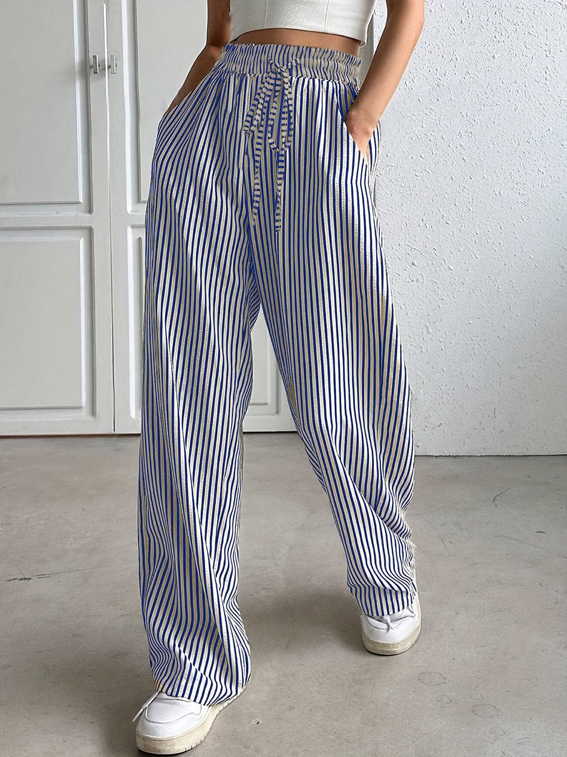 Drawstring Striped Elastic Waist Pants - Sydney So Sweet