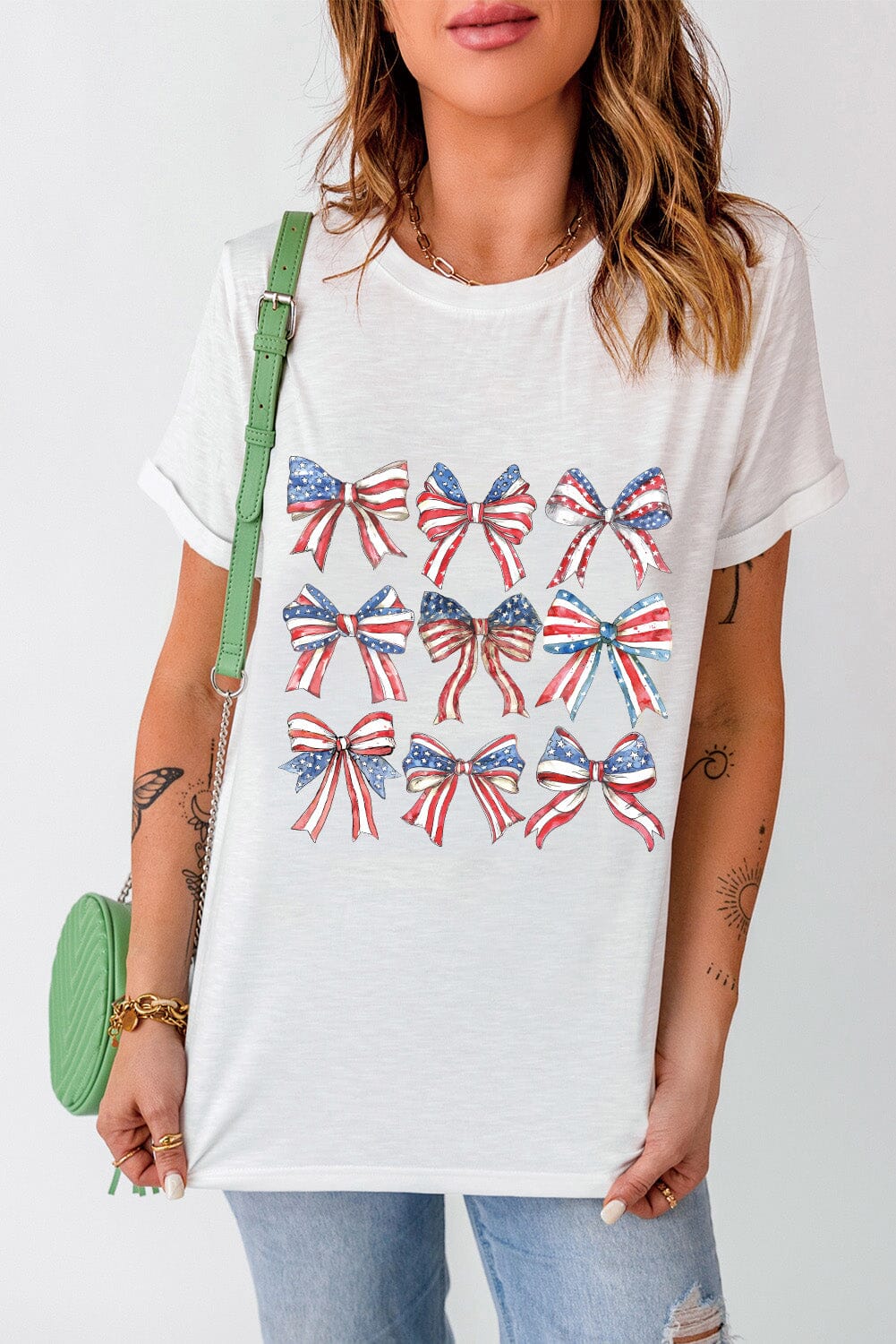 Bow Graphic Round Neck Short Sleeve T-Shirt - Sydney So Sweet