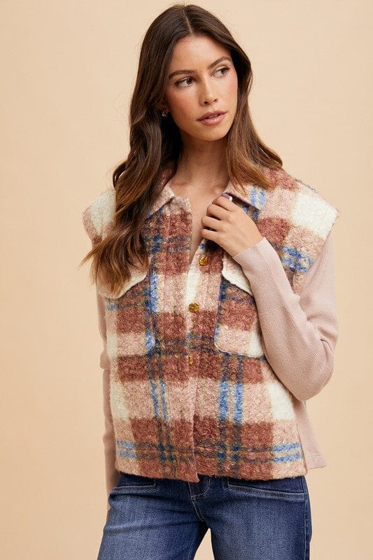 Annie Wear Faux Fur Plaid Button Up Jacket - Sydney So Sweet