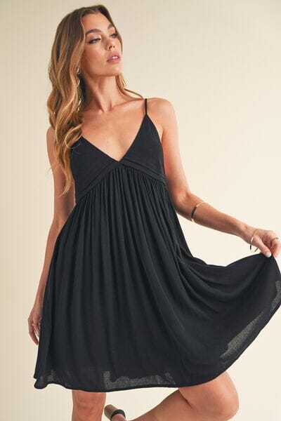 Aemi + Co Ruched Plunge Mini Cami Dress - Sydney So Sweet