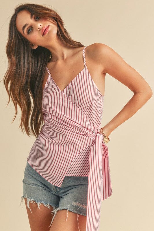 Aemi + Co Side Knotted Surplice Striped Cami - Sydney So Sweet