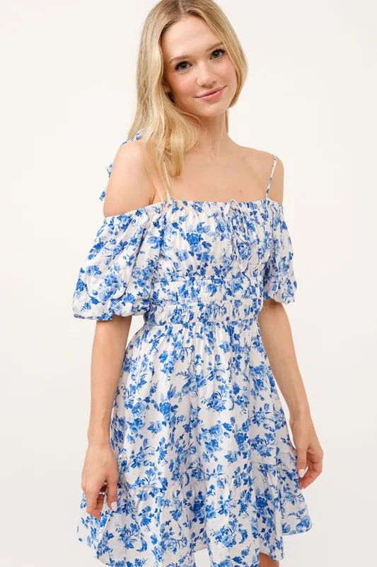 And The Why Off Shoulder Bubble Sleeve Dress - Sydney So Sweet