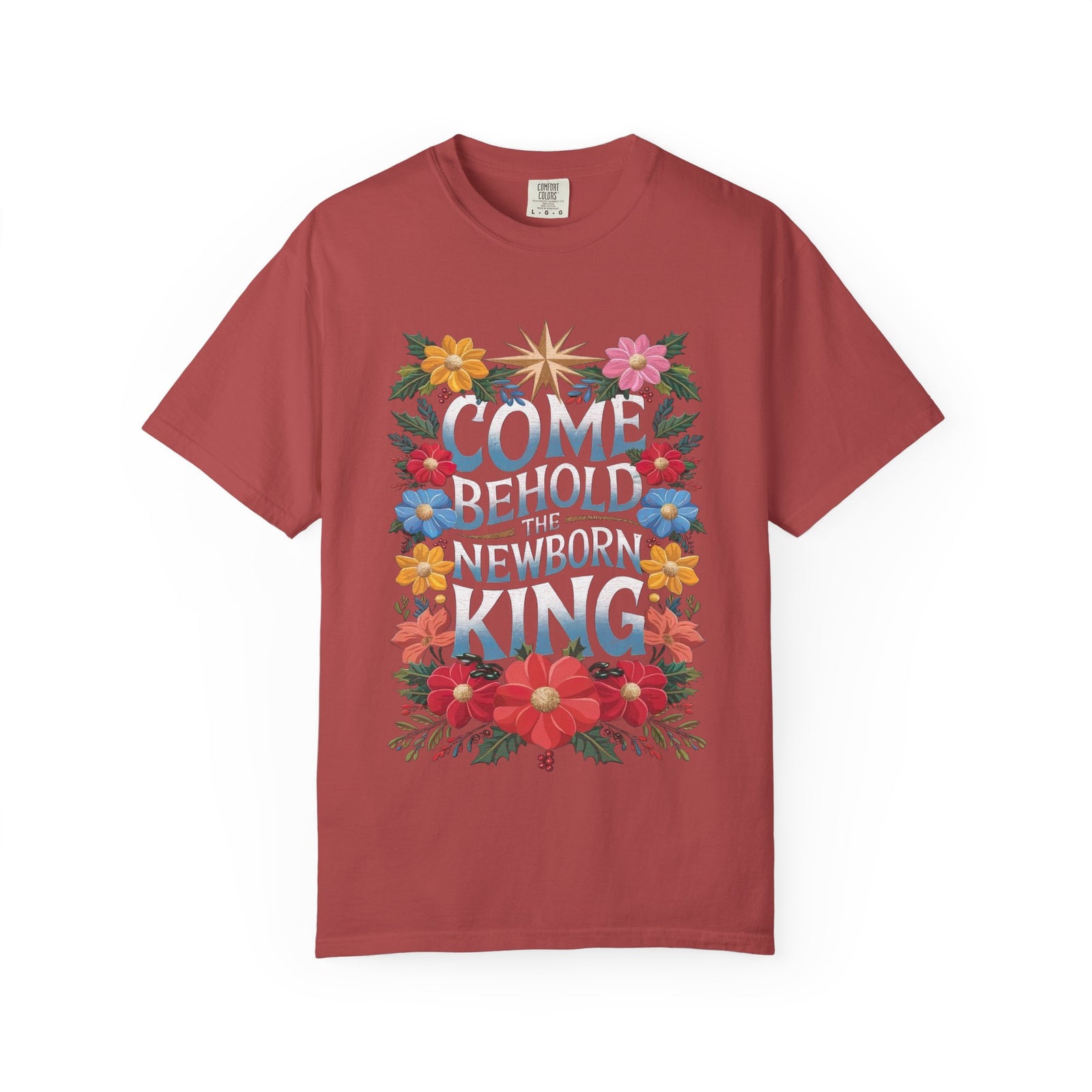 Come & Behold the Newborn King Christmas T-Shirt Christian Graphic Tee