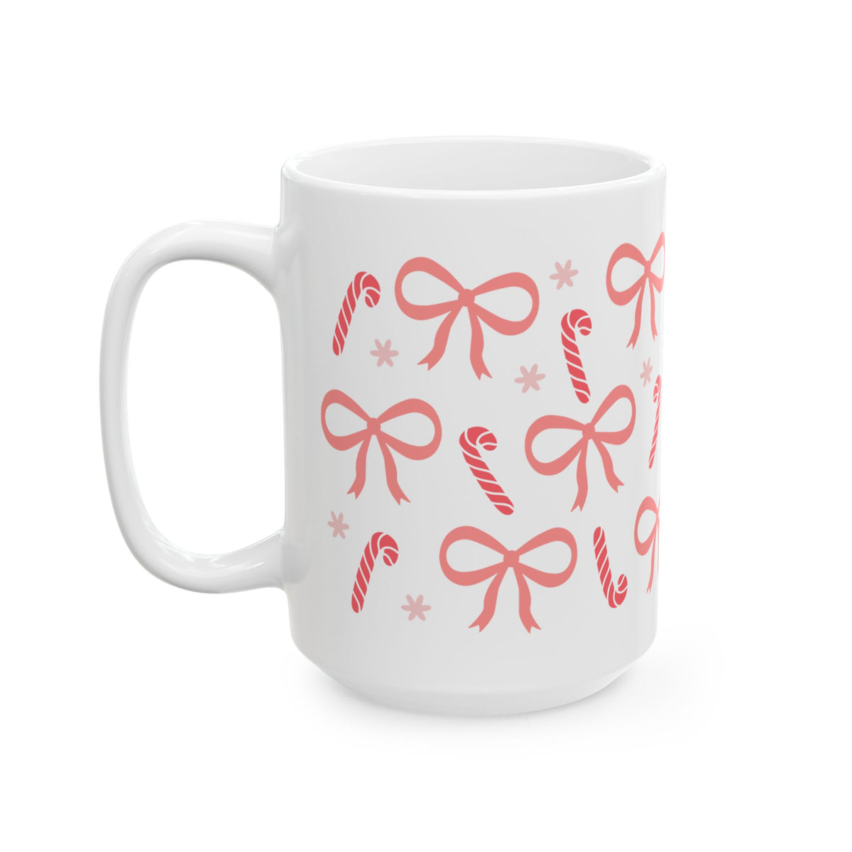 Candy Cane Coquette Christmas Ceramic Mug Coffee Cup (11oz & 15oz)