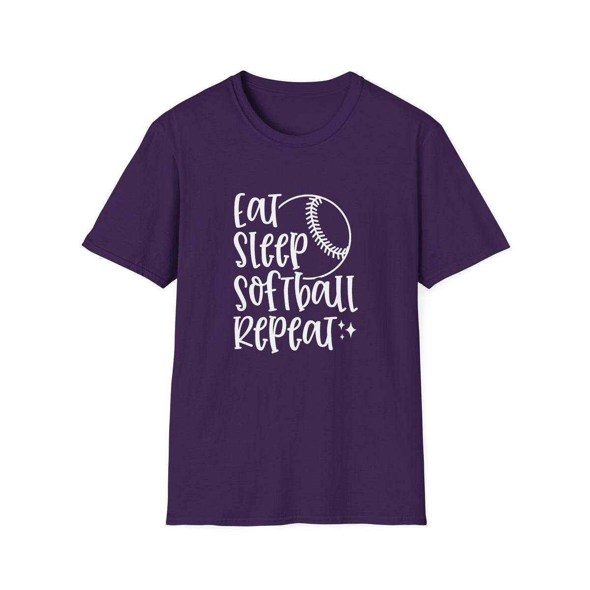 Eat Sleep Softball Repeat Graphic T-Shirt Cute Sports Mom Tee (12 Team Colors)