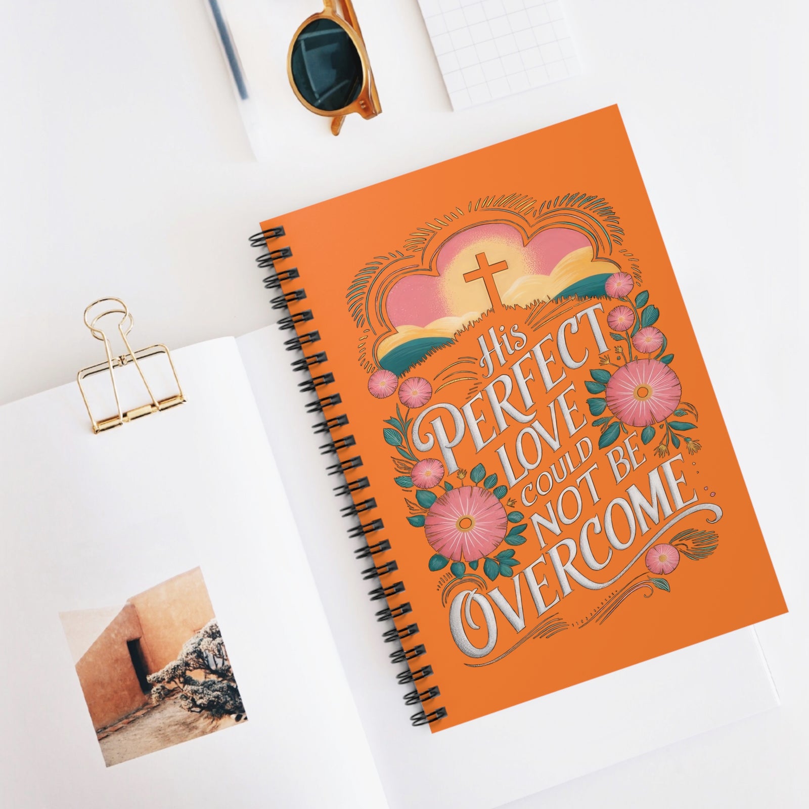 His Perfect Love Could Not Be Overcome Christian Spiral Notebook Cross Journal