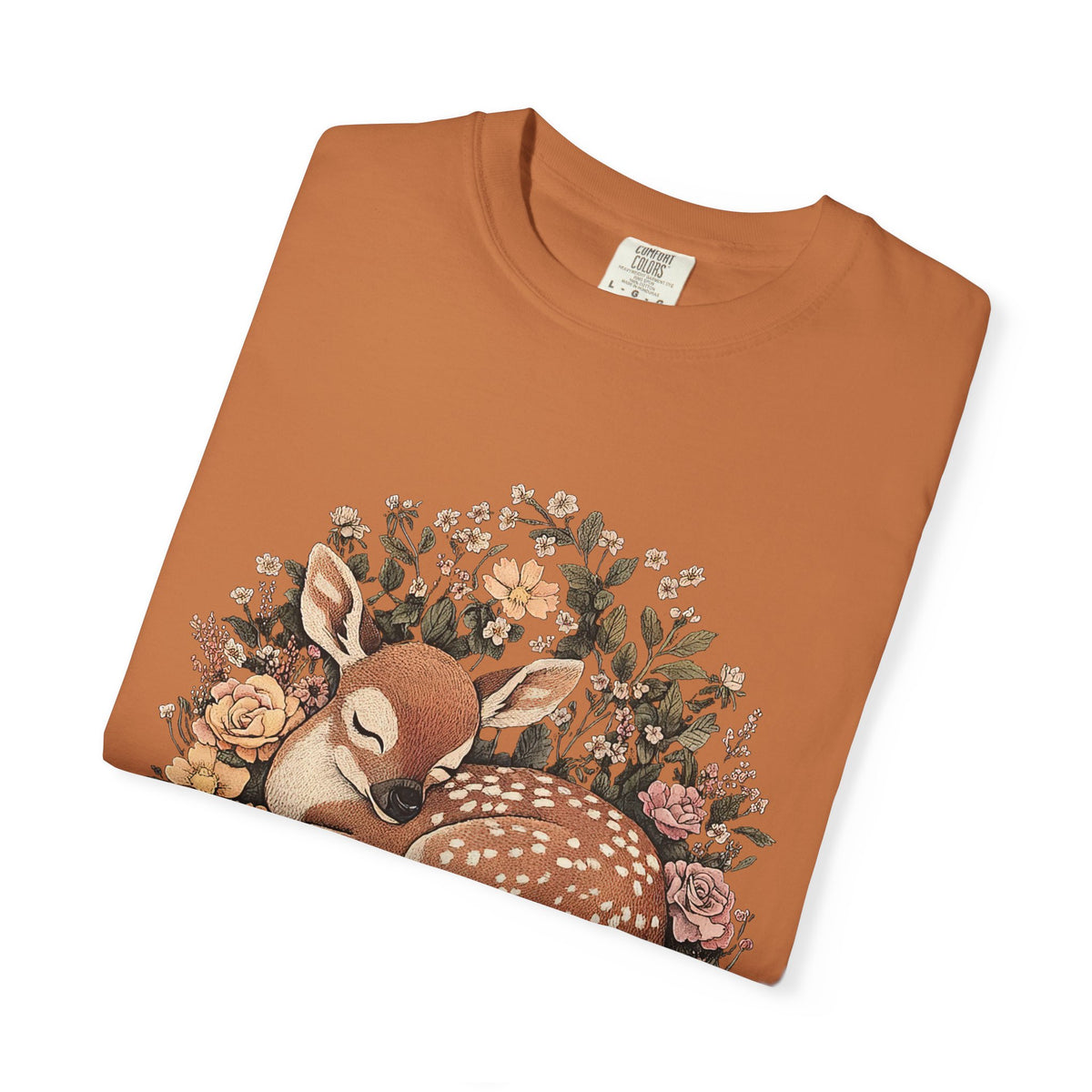 Sleeping Fawn Floral T-Shirt Psalm 23 Inspirational Christian Tee