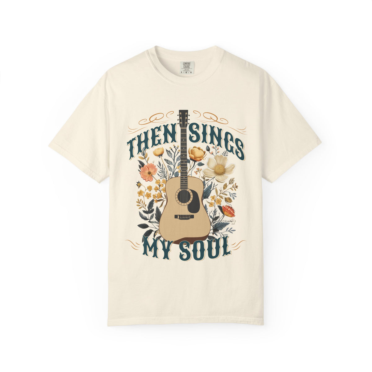 Then Sings My Soul T-Shirt Acoustic Guitar Music Floral Tee