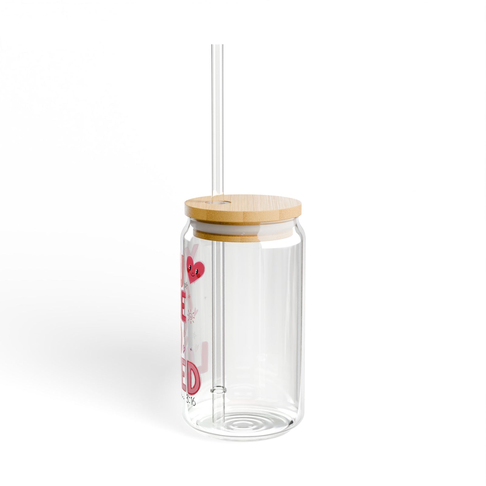 You Are So Loved Tumbler Sipper Glass 16oz — Reusable Drink Jar with Lid & Straw - Sydney So Sweet