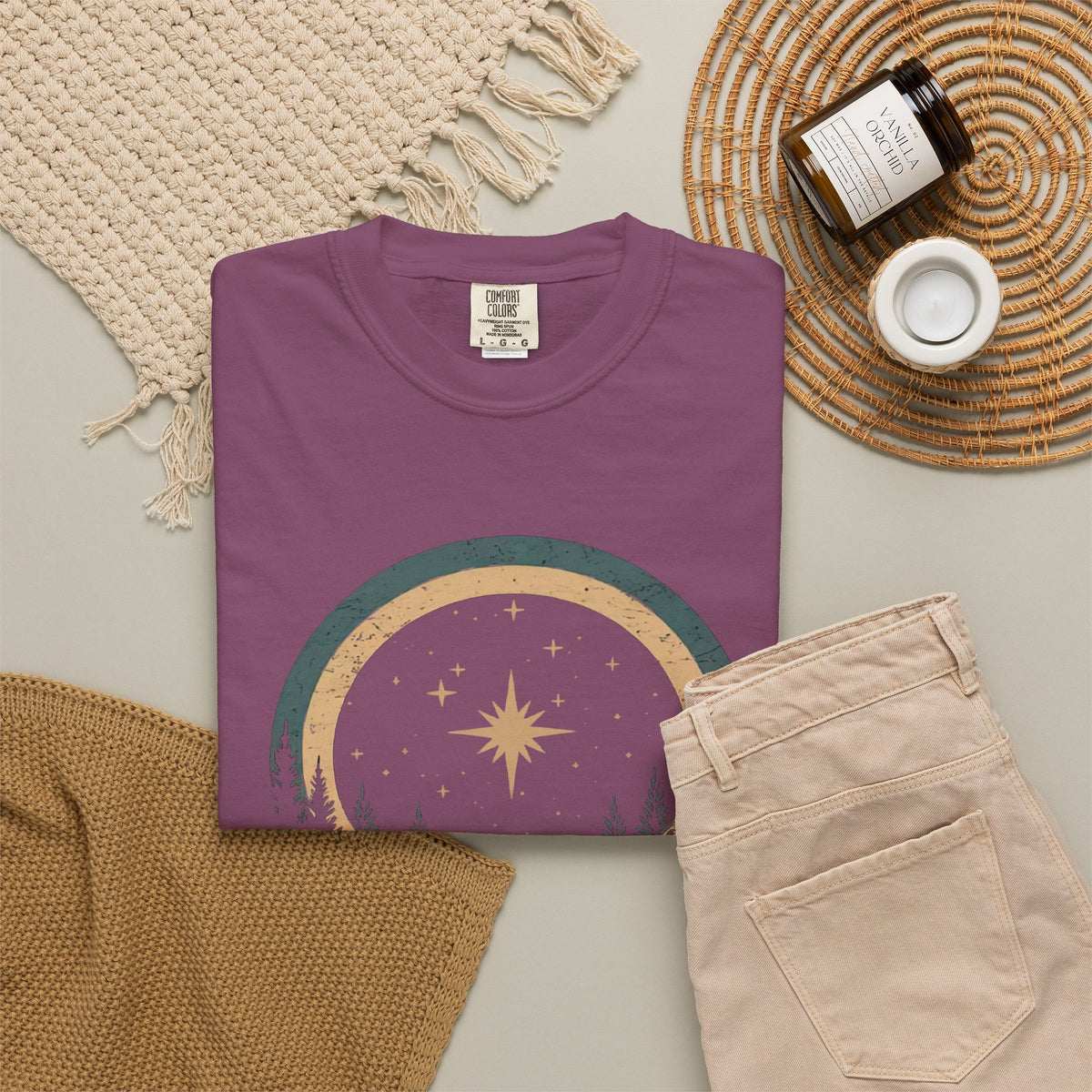 All Is Calm & Bright Christmas Eve Distressed T-Shirt Christian Graphic Tee