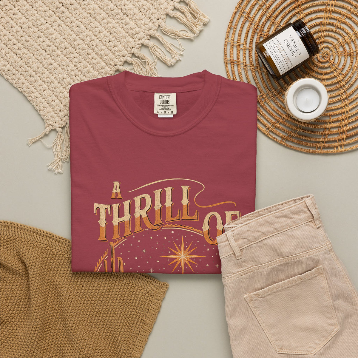 A Thrill of Hope Christmas Eve Distressed T-Shirt Christian Graphic Tee