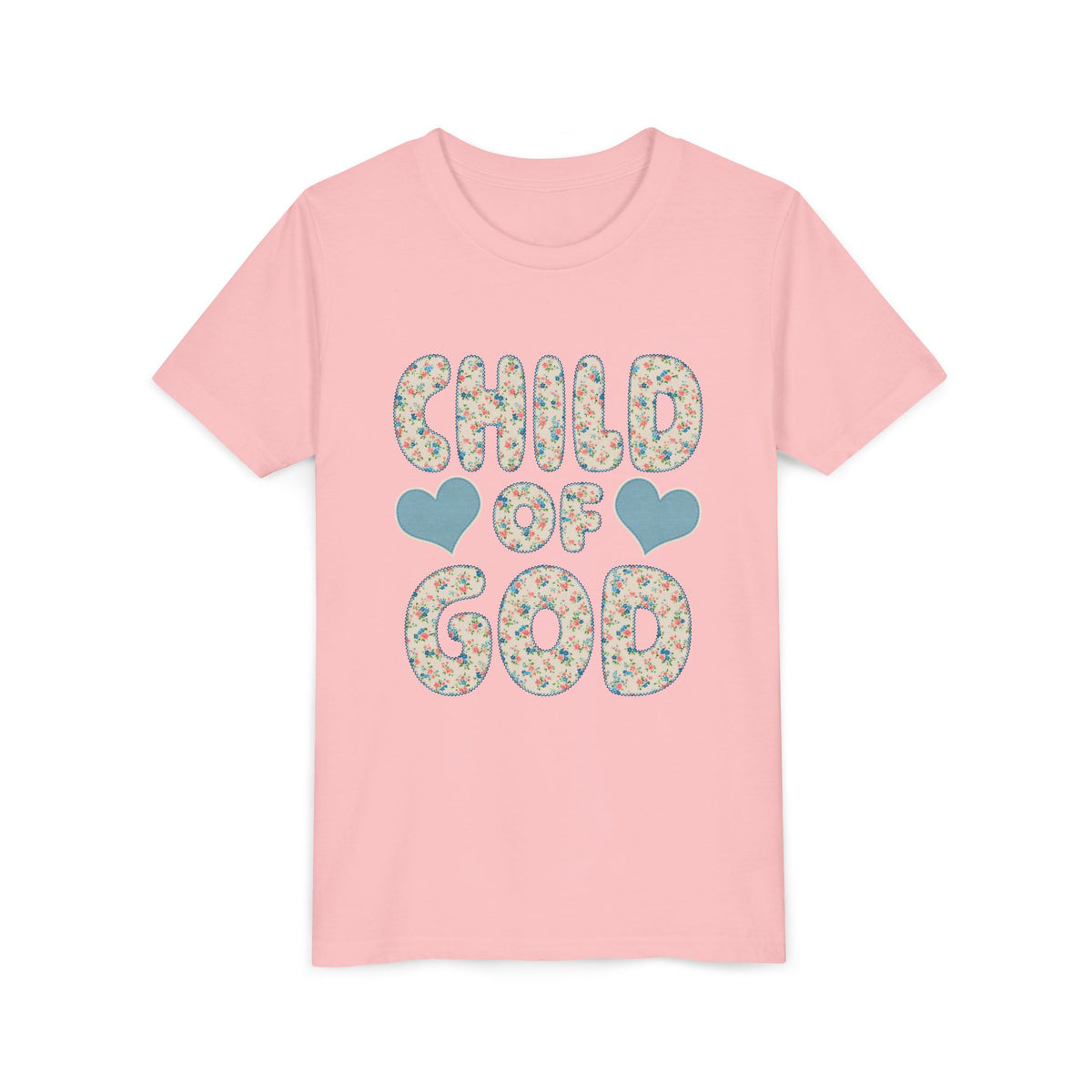 Child of God Kids T-Shirt Cute Youth Floral Bubble Letters Graphic Tee