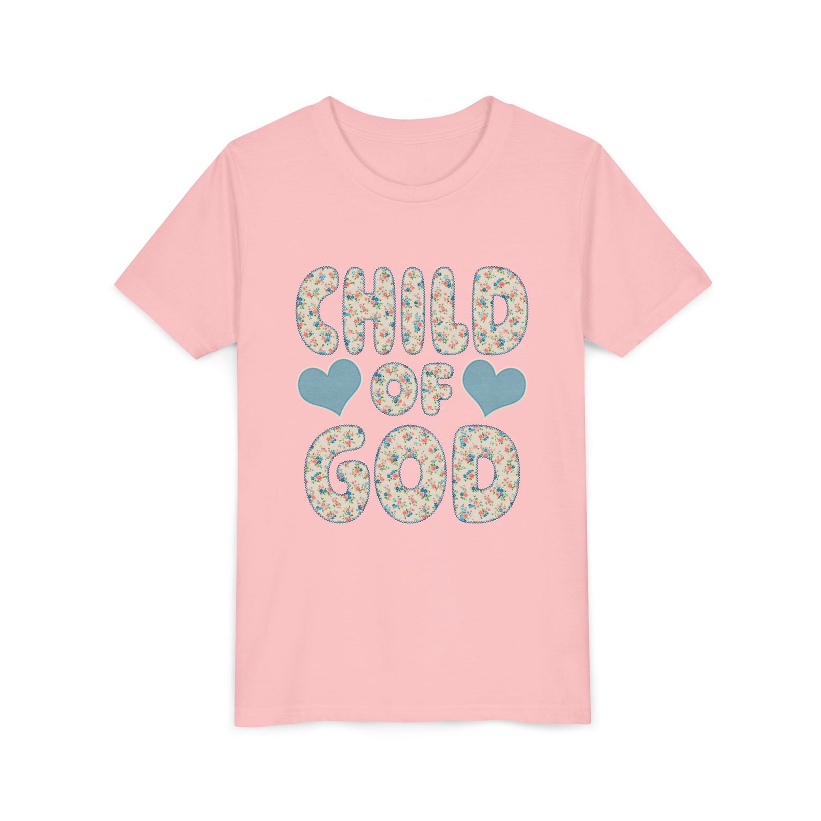 Child of God Kids T-Shirt Cute Youth Floral Bubble Letters Graphic Tee