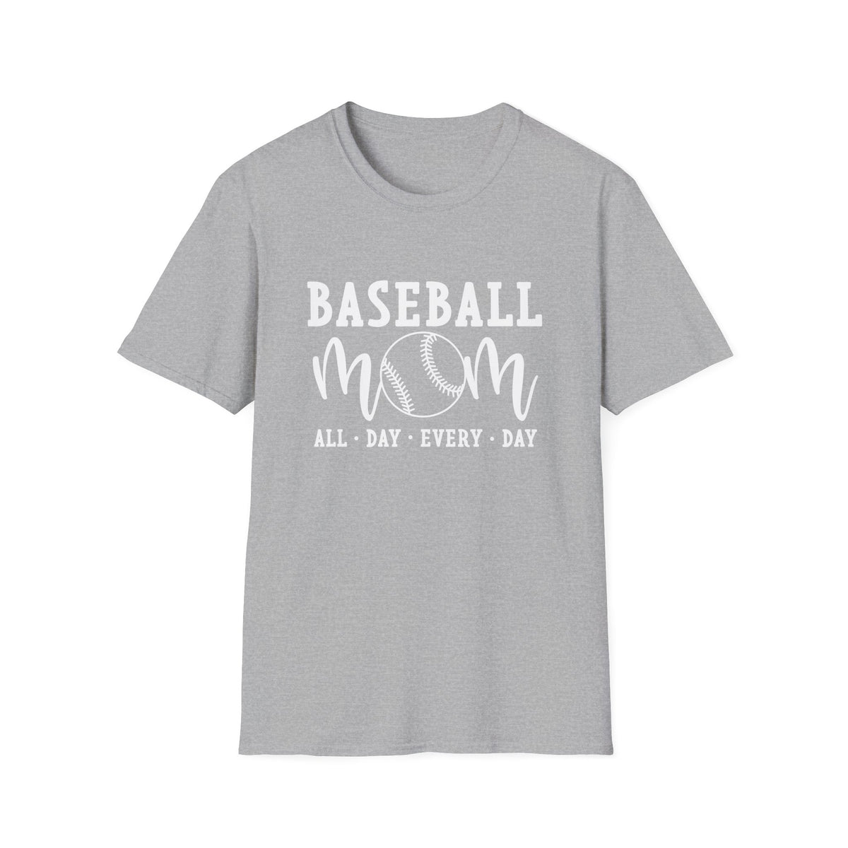 Baseball Mom All Day Graphic T-Shirt Cute Sports Mom Tee (12 Team Colors)