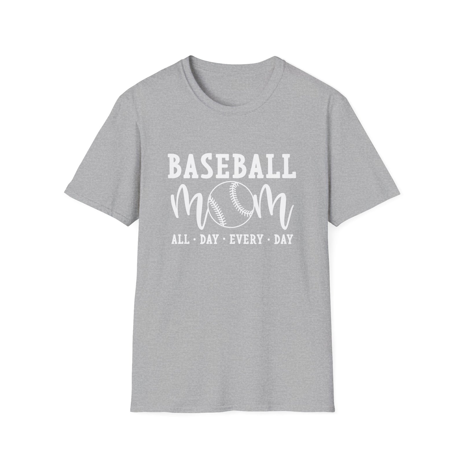 Baseball Mom All Day Graphic T-Shirt Cute Sports Mom Tee (12 Team Colors)