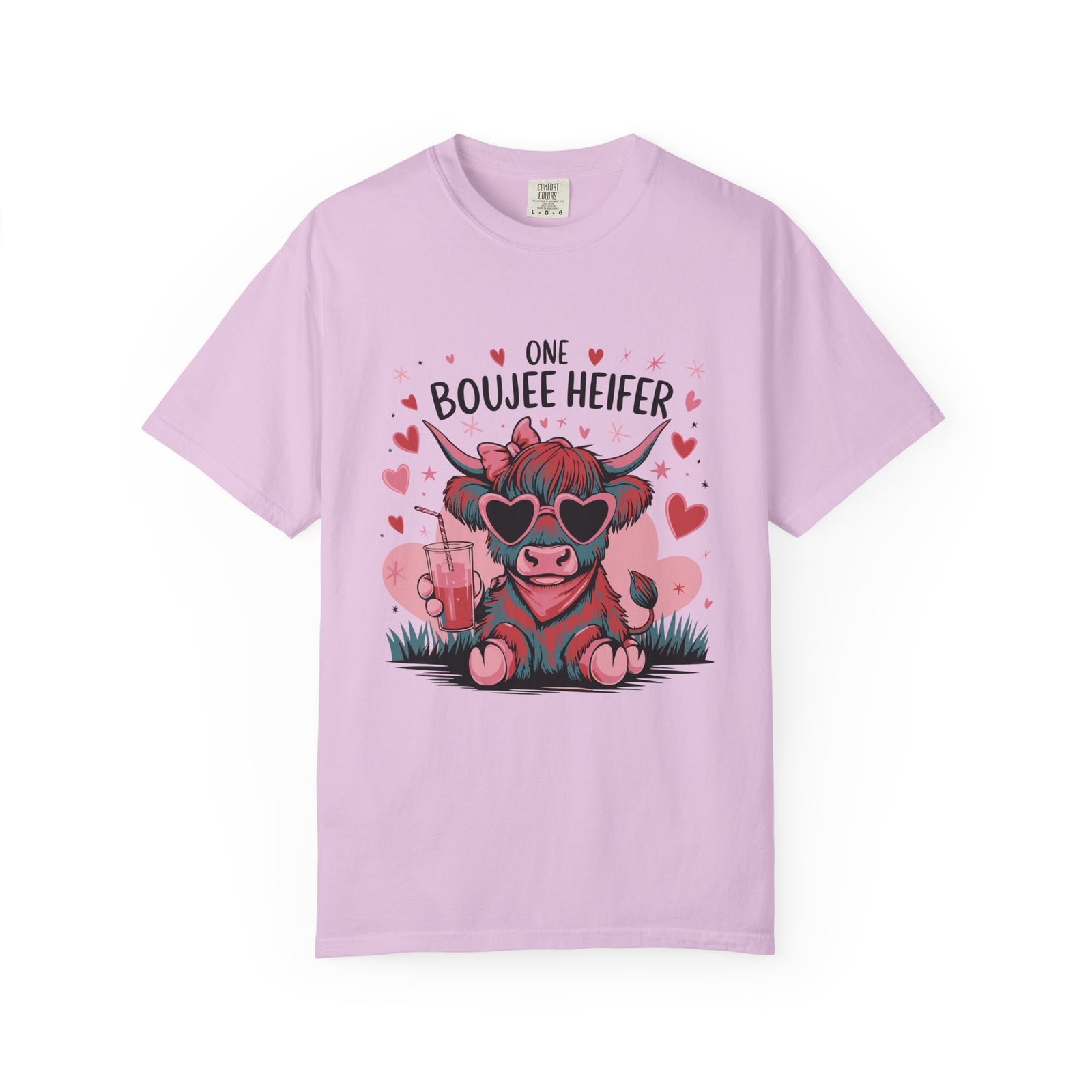 One Boujee Heifer Cute Cow Valentine's Day Graphic T-Shirt Short Sleeve Tee - Sydney So Sweet