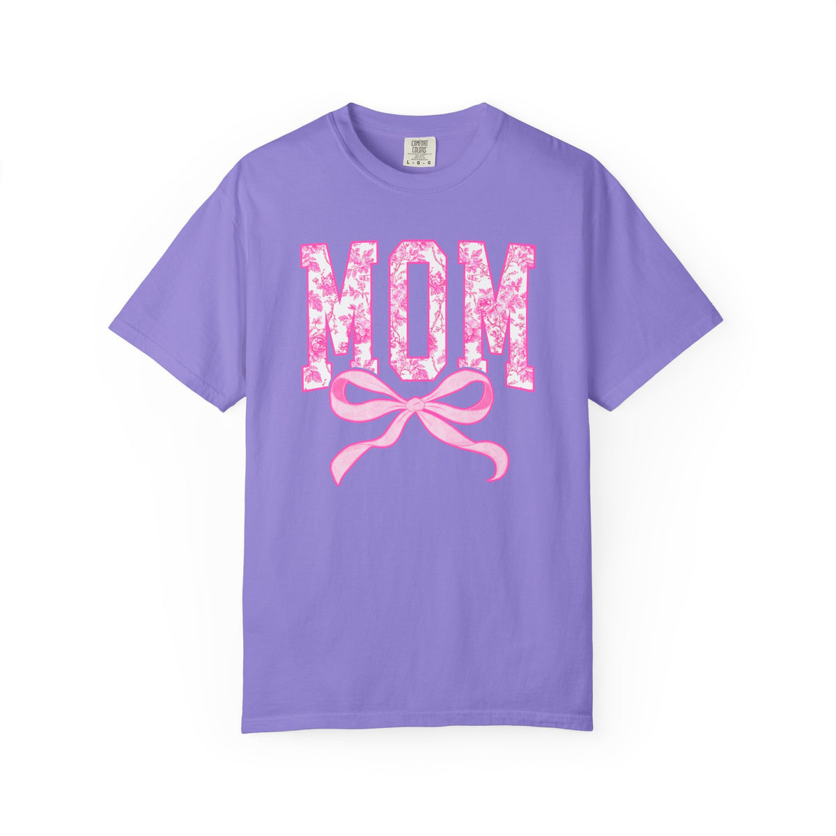Mom Coquette Pink Toile Bow T-Shirt Cute Mama Graphic Tee