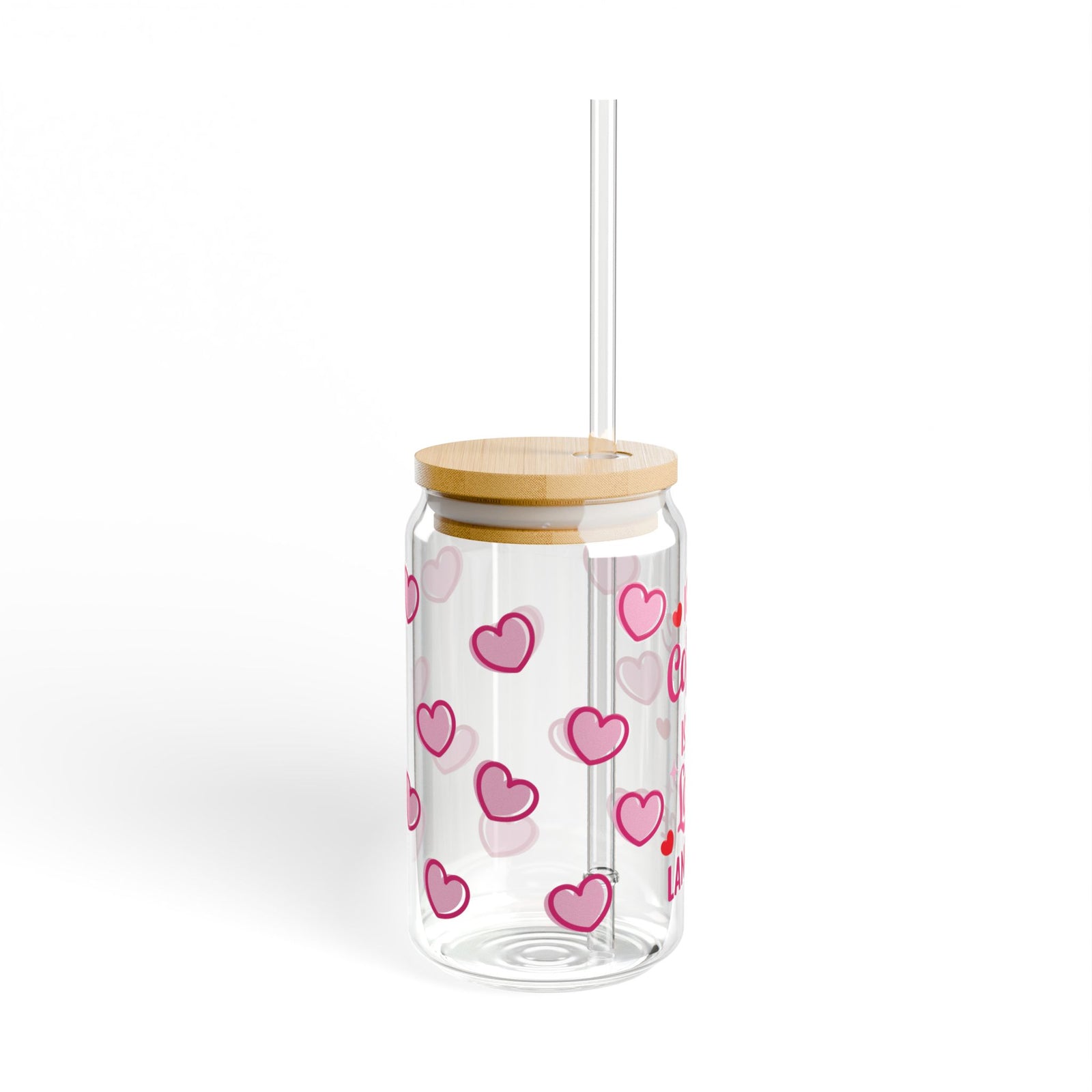 Coffee is My Love Language Tumbler Sipper Glass 16oz — Reusable Drink Jar with Lid & Straw - Sydney So Sweet