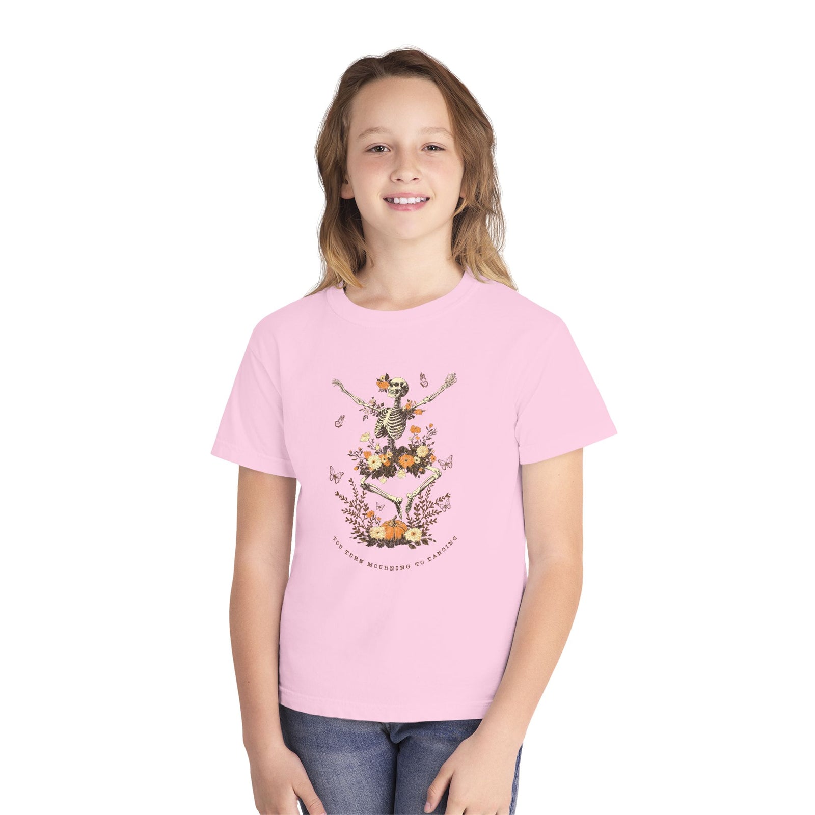 You Turn Mourning into Dancing T-Shirt Dancing Skeleton Halloween Kids Christian Tee