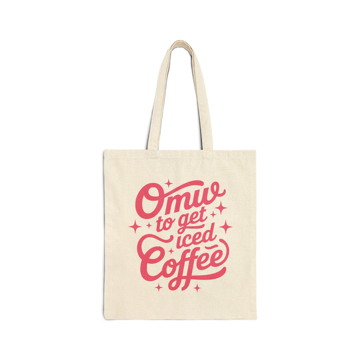 On My Way To Get Iced Coffee Retro Script Cotton Canvas Tote Bag