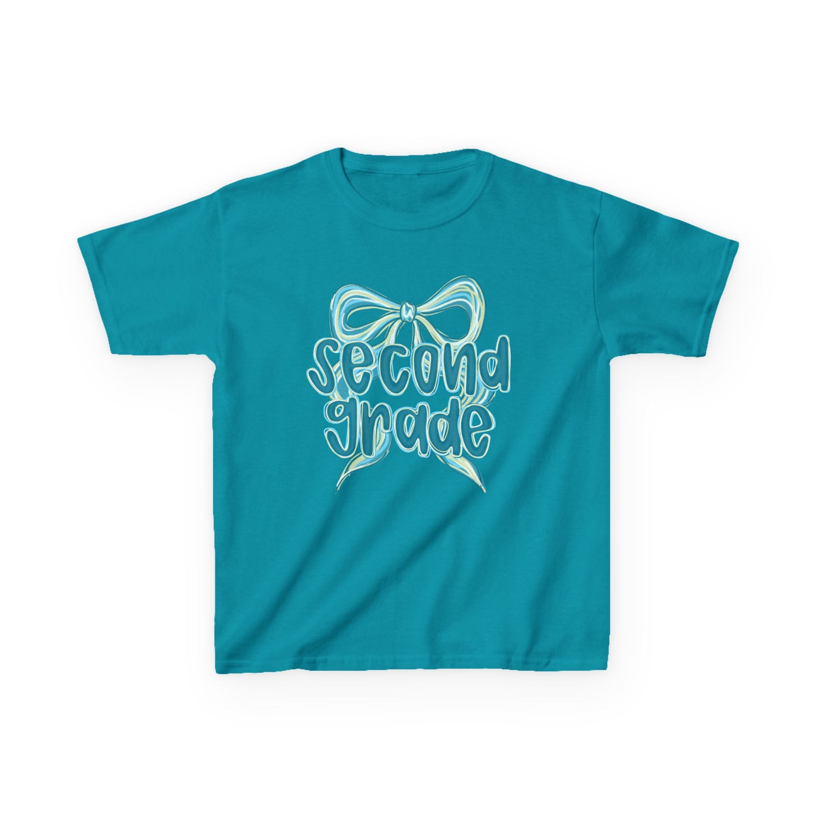 Second Grade Kids Tee Cute Blue Coquette Bow Back to School 2nd Grade T-Shirt