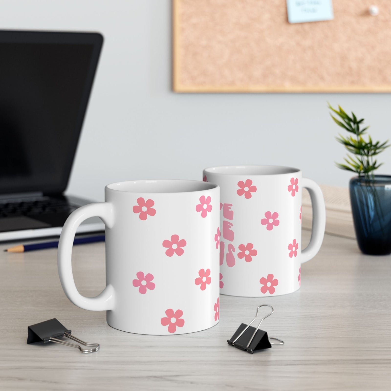 Love Like Jesus Ceramic Mug — Pink Floral Christian Coffee Cup (11oz & 15oz)