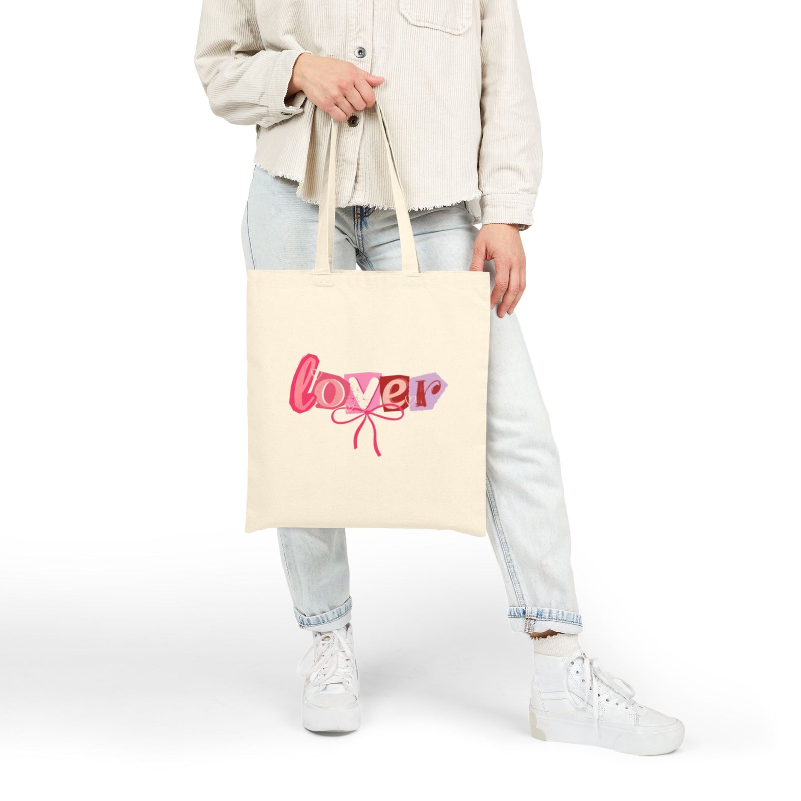 Pink Lover Magazine Cut Out Cotton Canvas Tote Bag
