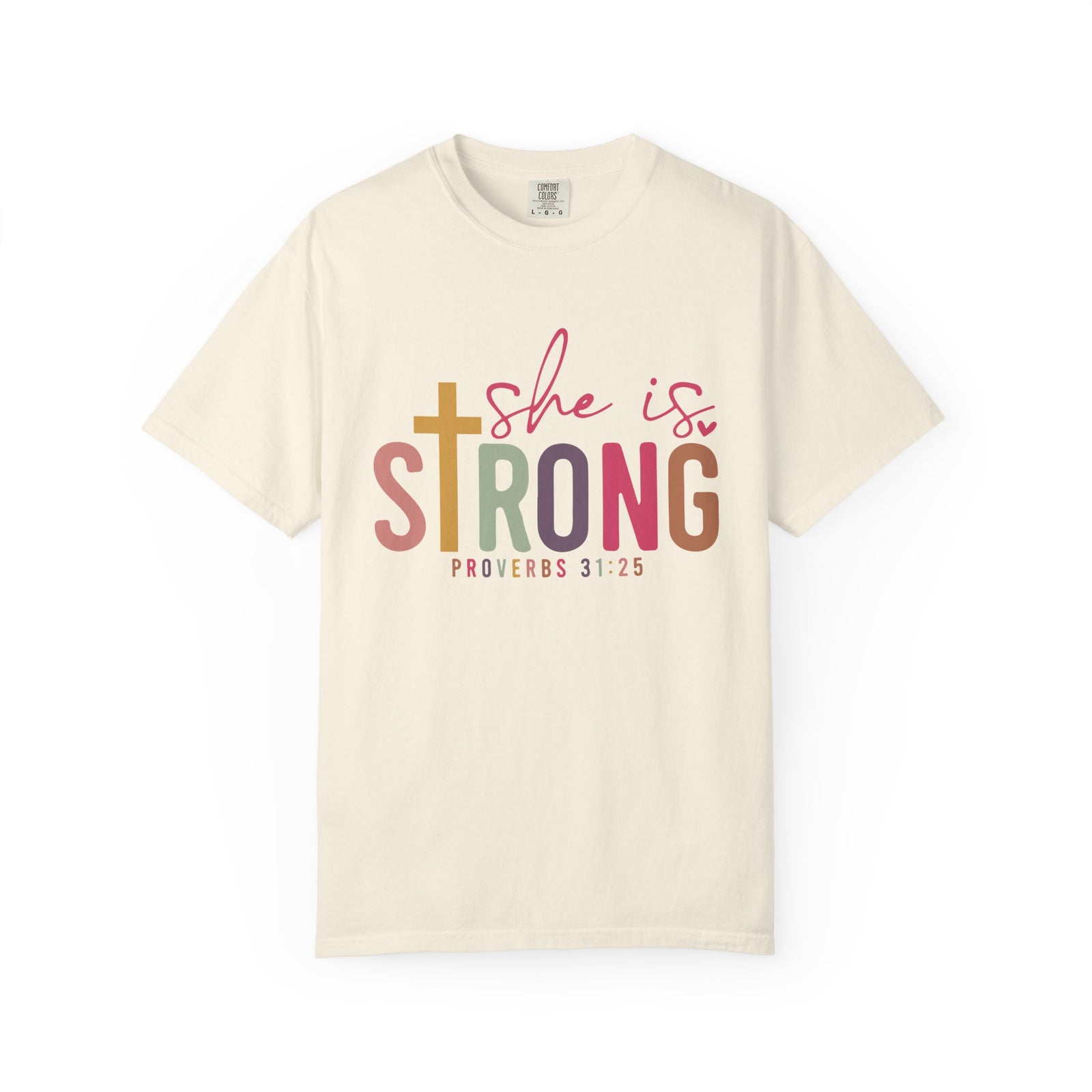 She is Strong Proverbs 31:25 Christian Faith Graphic T-Shirt Unisex Short Sleeve Tee