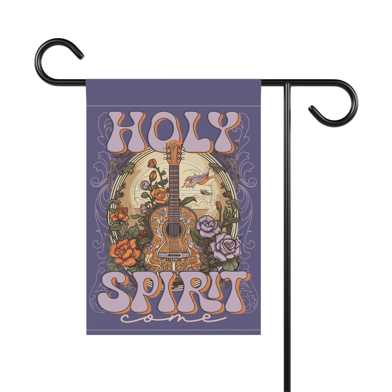 Holy Spirit Come Garden Flag Floral Guitar Religious House Banner