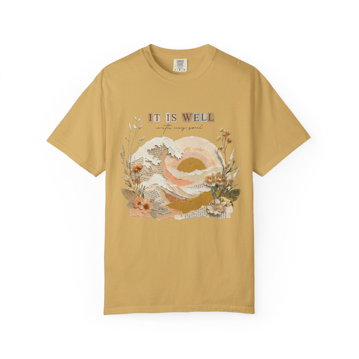 It Is Well with my Soul Christian Graphic Tee Floral Sunset T-Shirt