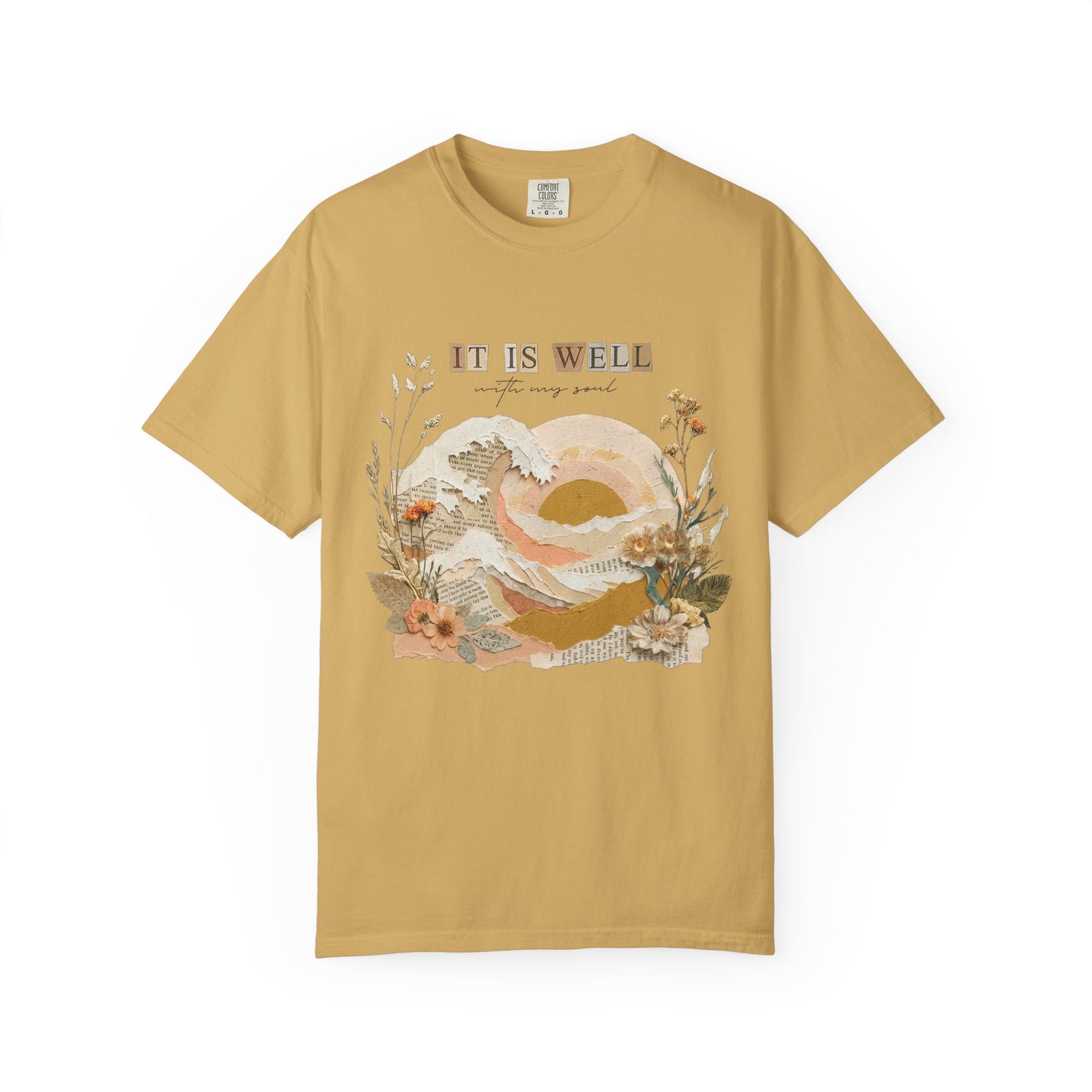 It Is Well with my Soul Christian Graphic Tee Floral Sunset T-Shirt