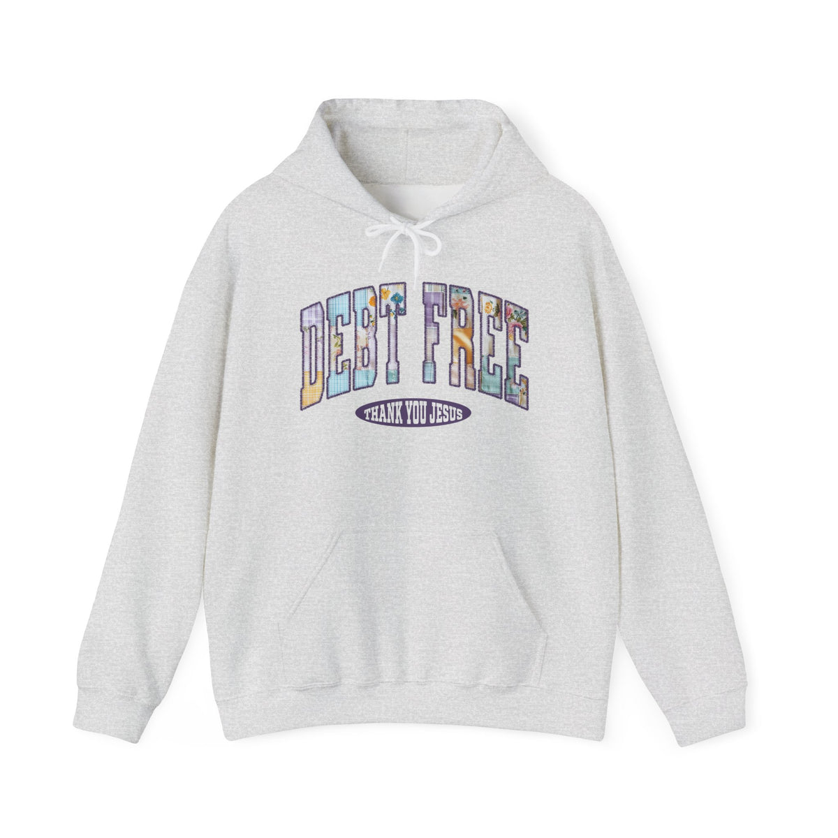 Debt Free Hoodie Pastel Debt Free Christian Thank You Jesus Hooded Sweatshirt