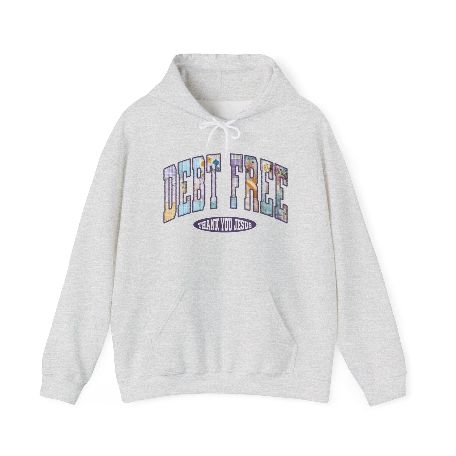 Debt Free Hoodie Pastel Debt Free Christian Thank You Jesus Hooded Sweatshirt
