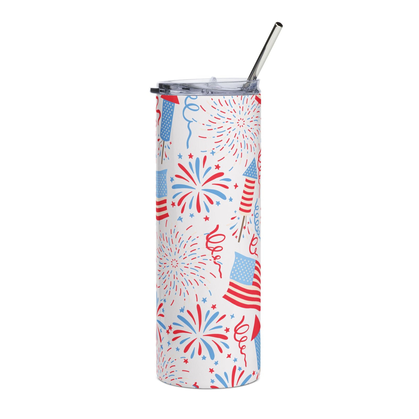 Freedom Flags & Fireworks 20oz Stainless Steel Tumbler Insulated Travel Cup