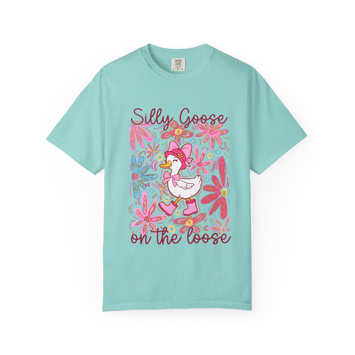 Silly Goose on the Loose Graphic T-Shirt Cute Floral Tee
