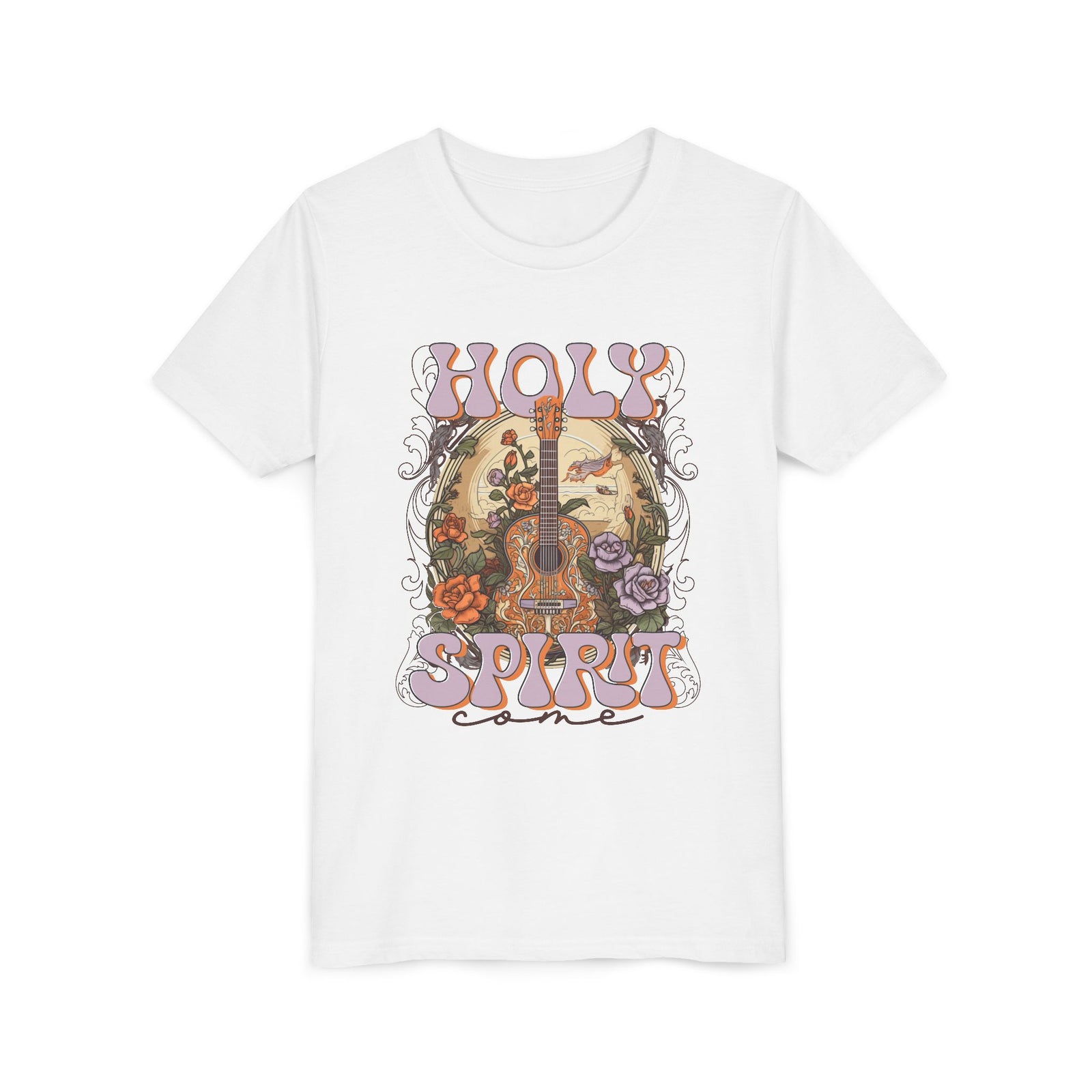 Holy Spirit Come Kids T-Shirt Christian Praise Guitar Graphic Tee