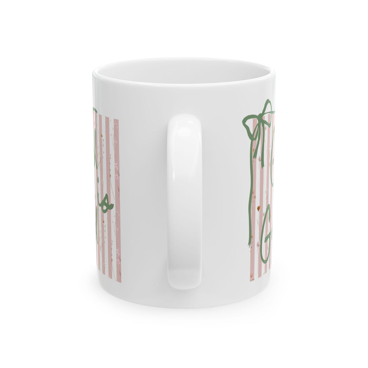 God is Good Pink Stripe Inspirational Ceramic Mug Coffee Cup (11oz & 15oz)