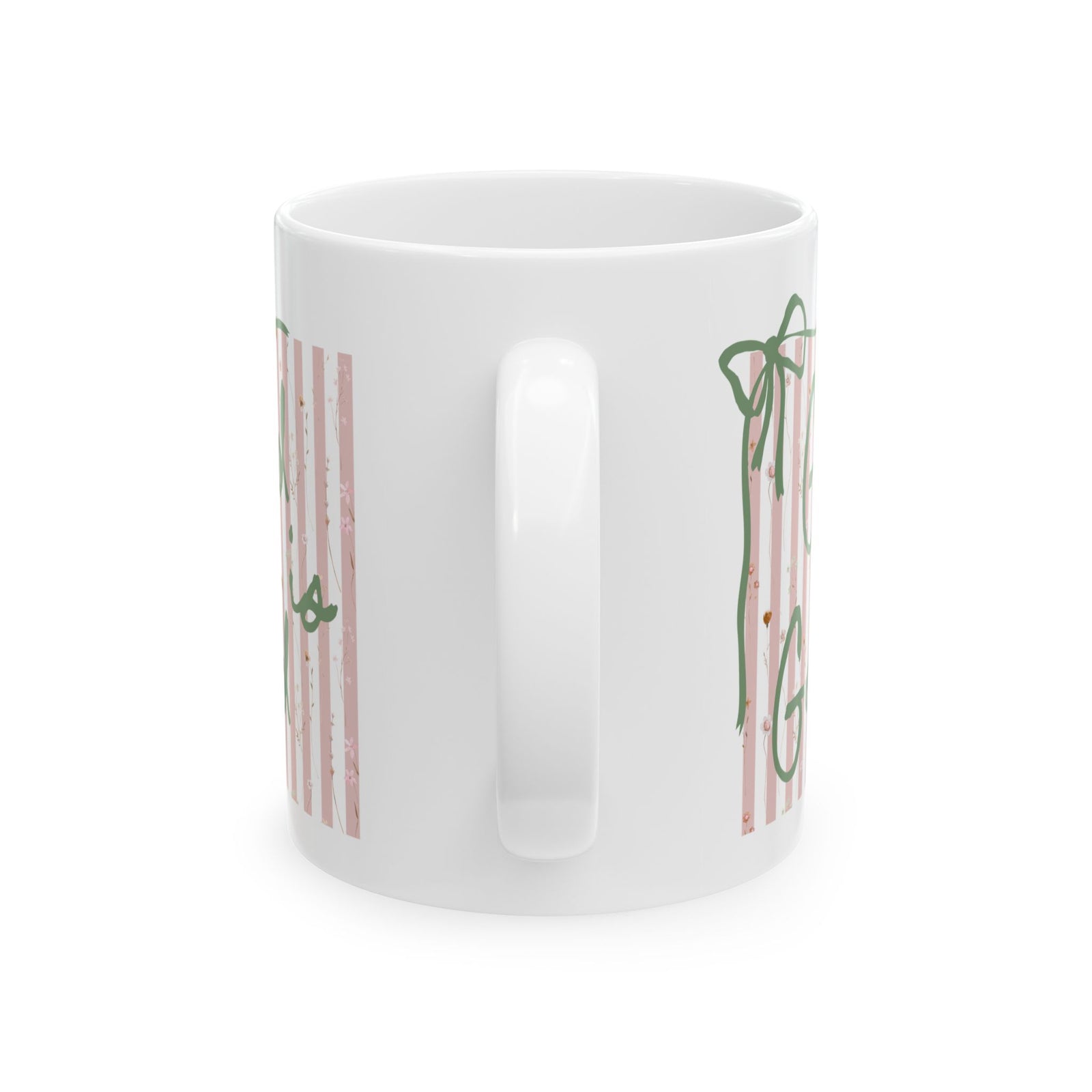 God is Good Pink Stripe Inspirational Ceramic Mug Coffee Cup (11oz & 15oz)