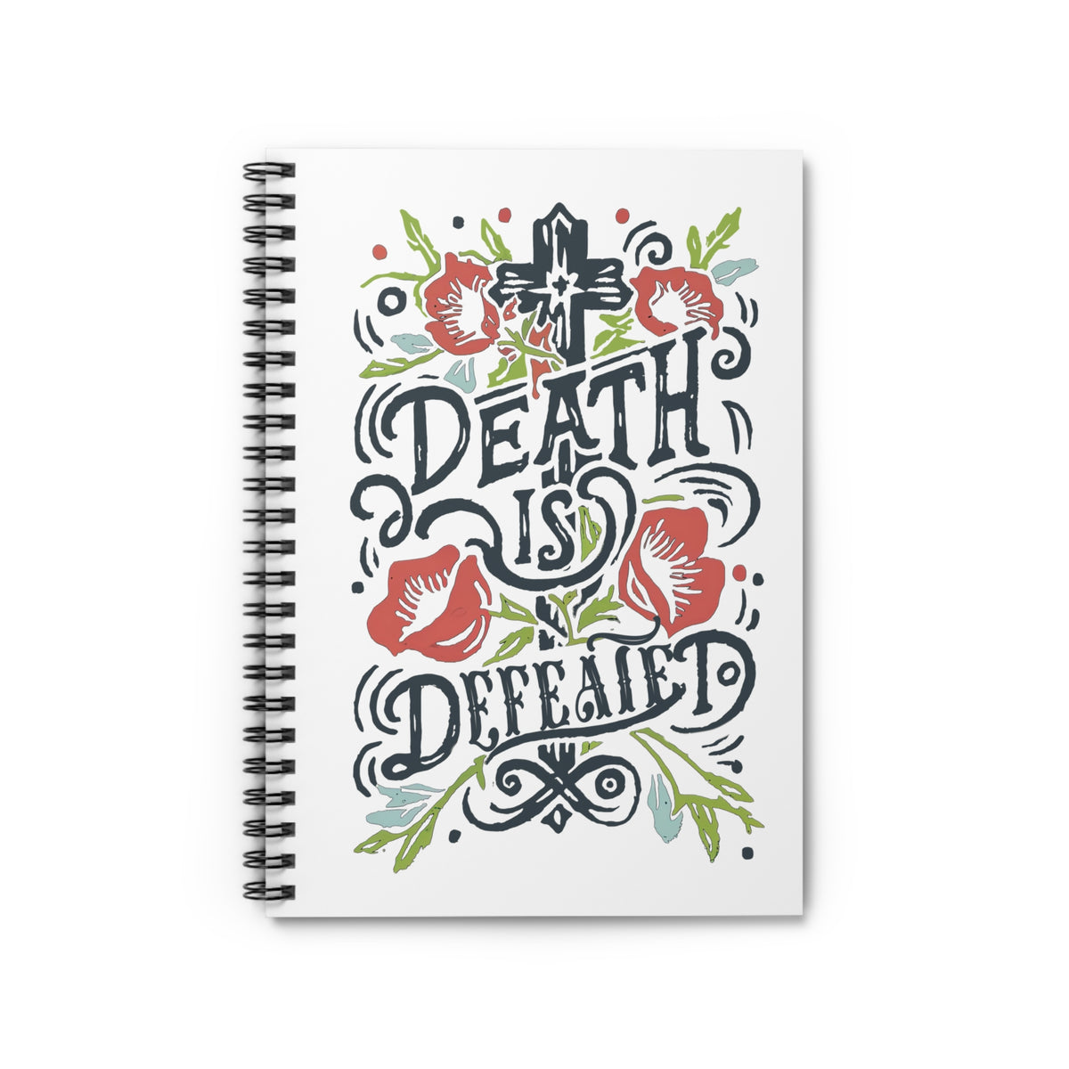 Death Is Defeated Floral Cross Christian Spiral Ruled Notebook Journal